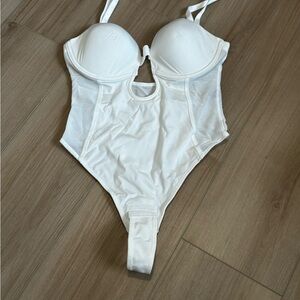 NWT Shapellx White Shapewear Bodysuit S | Underwire | Lightly Padded